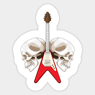 Skull Electric Guitar Music Sticker